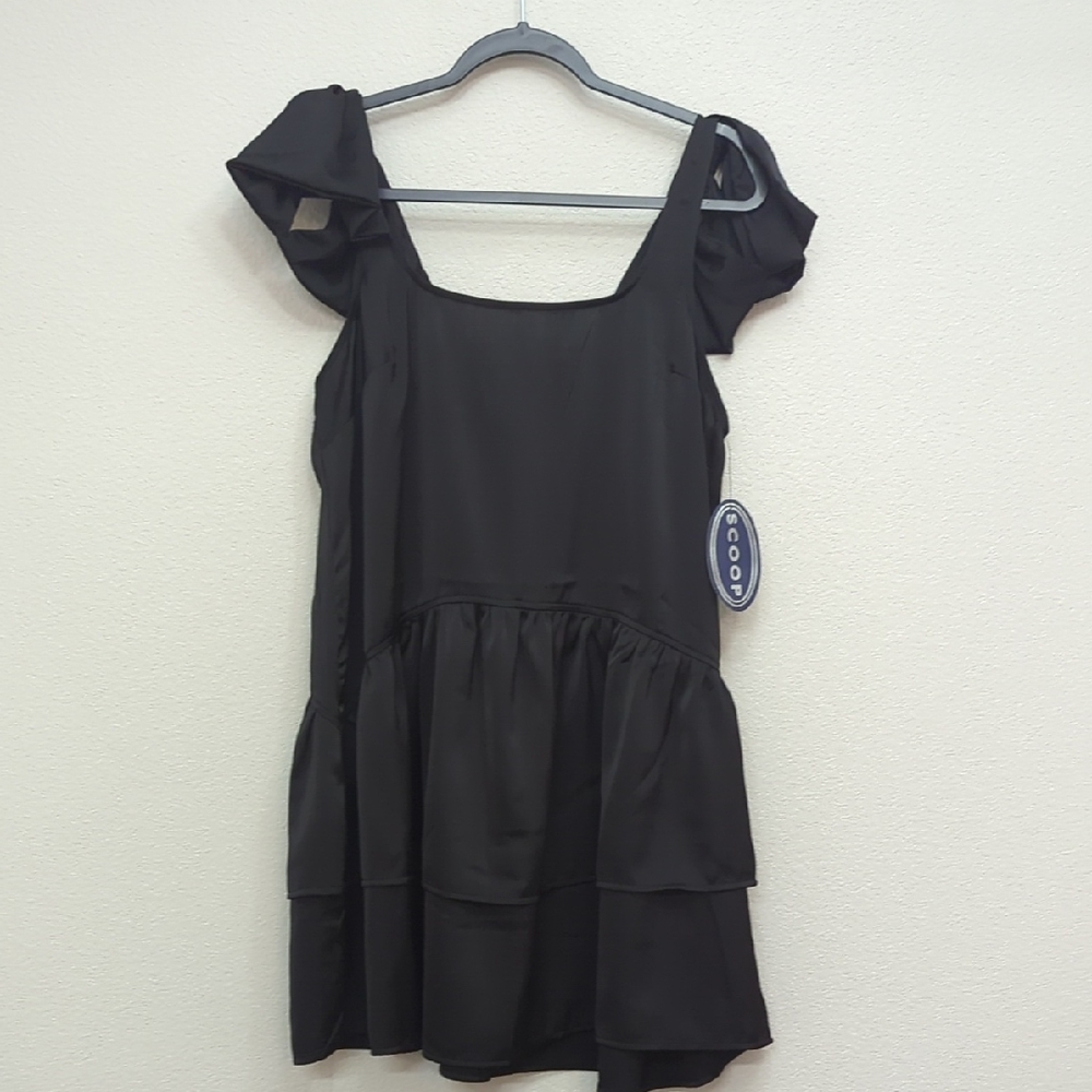 scoop Black Ruffled Sleeveless Dress Size Large 12-14